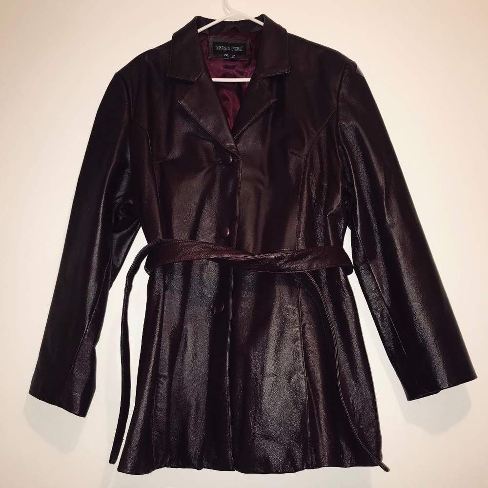 Women's Burgundy Leather Jacket